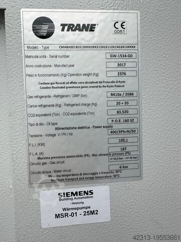 Máquina frigorífica Trane CMAB HSE 185