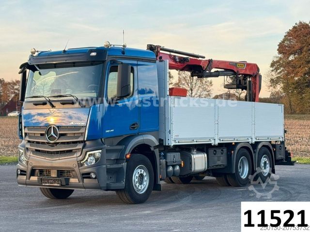 Plattewagen met zeil MERCEDES-BENZ Actros 2545 MP5 6x2 Palfinger 23.001 Tec3