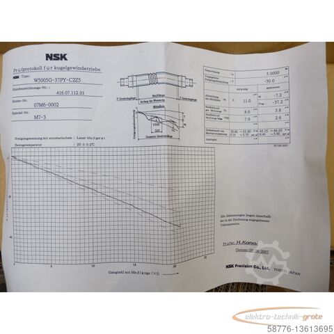Component NSK W5005G-37PY-C2Z5 / M7-3 Kugelgewindegetriebe SN: 07M6-0002 - ! -