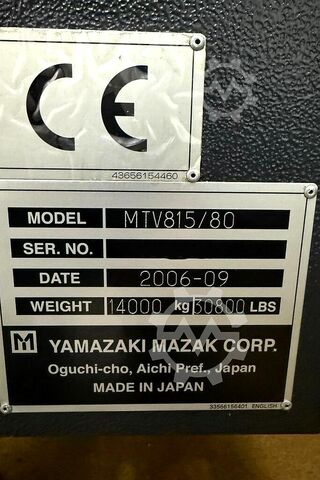 Függőleges megmunkáló központ Mazak MTV-815/80