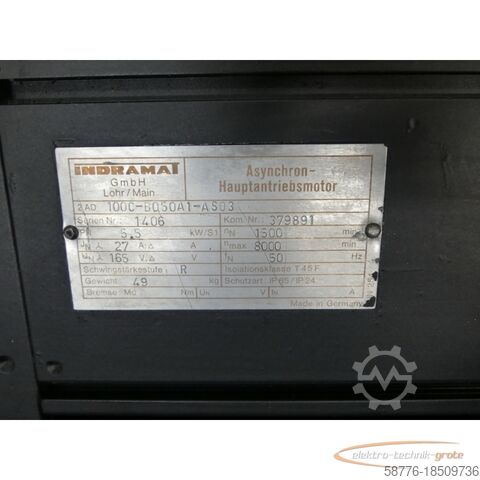Control unit Indramat 2AD100C-B050A1-AS03 mit Lüfter Asynchron-Hauptantriebsmotor SN:1406