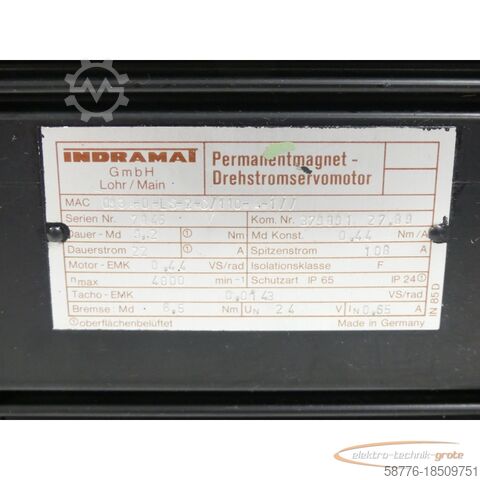 Motore Indramat Indramat MAC093A-0-LS-2-C/110-A-1// Permanent-Drehstromservomotor SN:7846