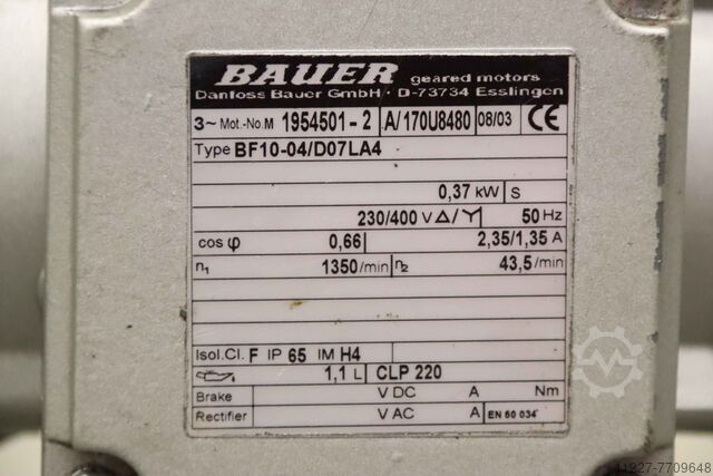 Silnik przekładniowy 0,37 kW 43,5 obr. BAUER BF10-04/D07LA4