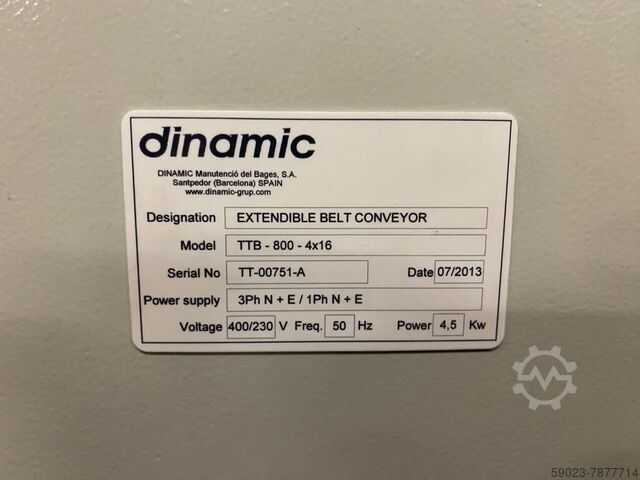 Telescopische transportband/telescopische bandtransporteur VanDerLande TTB-800- 4x16