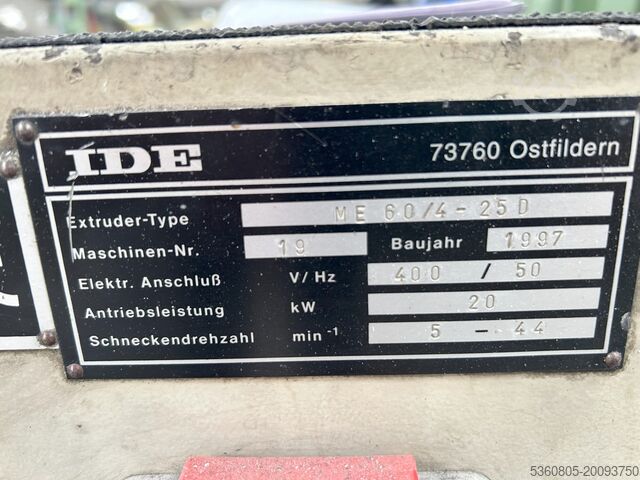 IDE single screw PVC Extruder IDE ME 60/4-25D