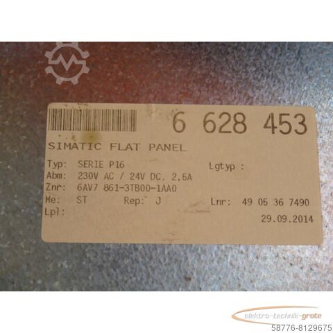 Siemens Komponente Siemens 6AV7861-3TB00-1AA0 Simatik Flat Panel SN:LBW5000747 - gebraucht Top Zustand -