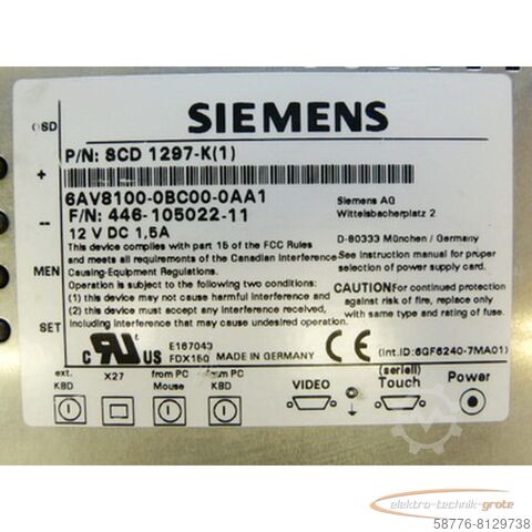 Komponenta Siemens 6AV8100-0BC00-0AA1 LCD Monitor