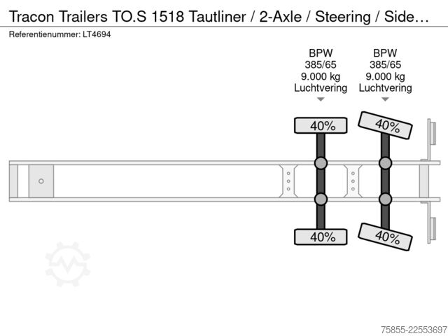 Schiebeplanen Tracon Trailers TO.S 1518 Tautliner / 2-Axle / Steering / Sideb...