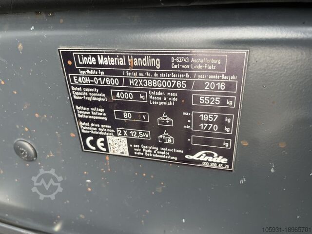 Elektrický 4kolový vysokozdvižný vozík Linde E40H-01/600