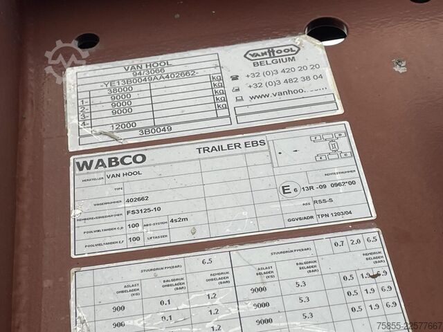 Transporte de contentores Van Hool 3B0049 20FT Chassis / BPW Axles  / Discbrakes