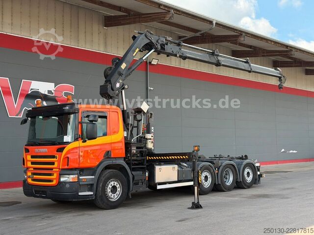 Camion benne à bras amovible SCANIA R 380 HIAB-Ladekran und ARK, Liftachsen 2+4
