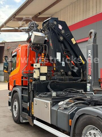 Camion benne à bras amovible SCANIA R 380 HIAB-Ladekran und ARK, Liftachsen 2+4