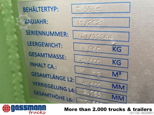 Afzetcontainer Abrollcontainer S36s ca. 12m³