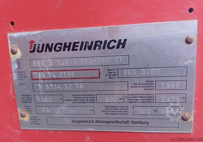 Elettro EFG115 -350 ZT/ 19 Gabelstapler Jungeheinrich Elektro EFG115 -350 ZT/ 19