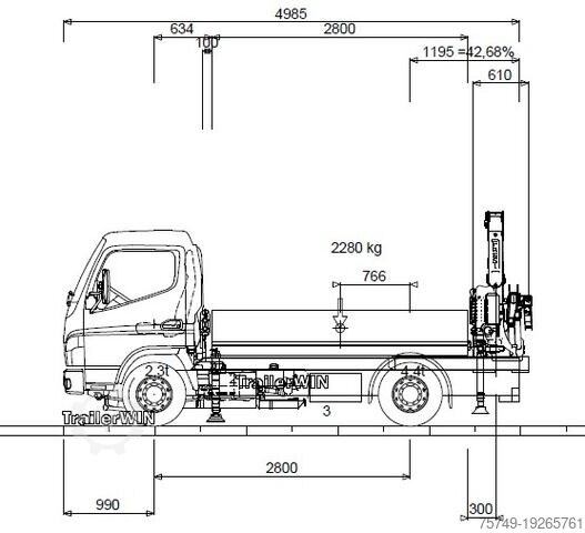 Pick-up kombi Fuso 6S15 Pritsche 2.8m Heckkran 4xhydr+1xman. Funk!