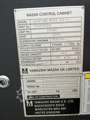 CNC Lathe c-axis MAZAK QUICKTURN 250-IIM Mazak QUICKTURN NEXUS 250-IIM