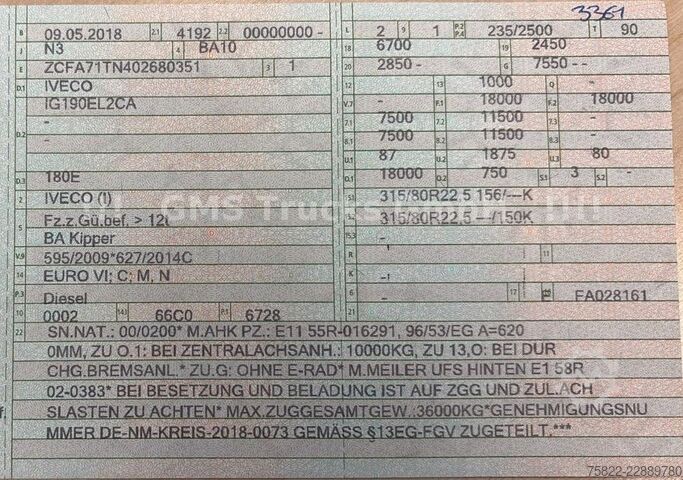 Τρίπλευρο ανατρεπόμενο φορτηγό IVECO Eurocargo 180-320 / NUR100tkm / 4,6m Meiller