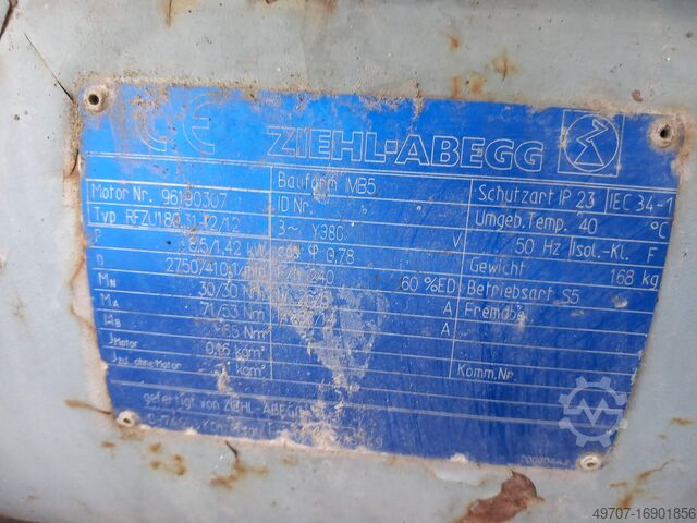 Versnellingsbak elektromotor, 8,5/1,4 kW ZIEHL-ABEGG Rfzu180.31-2/12