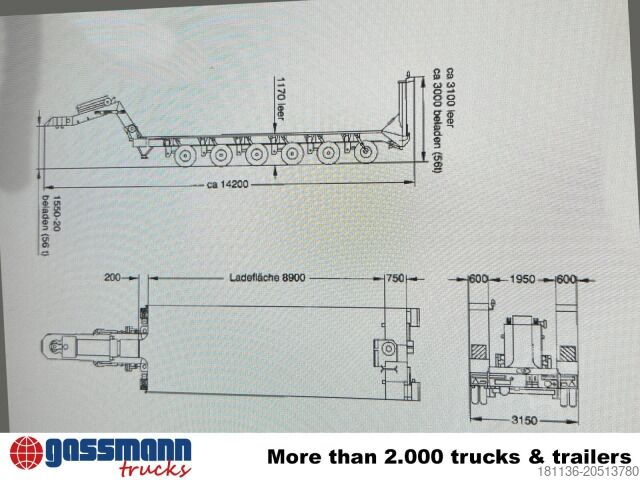 Nízkoložný návěs Kässbohrer SLT 56 t, Elefant (Franziska) EX BW