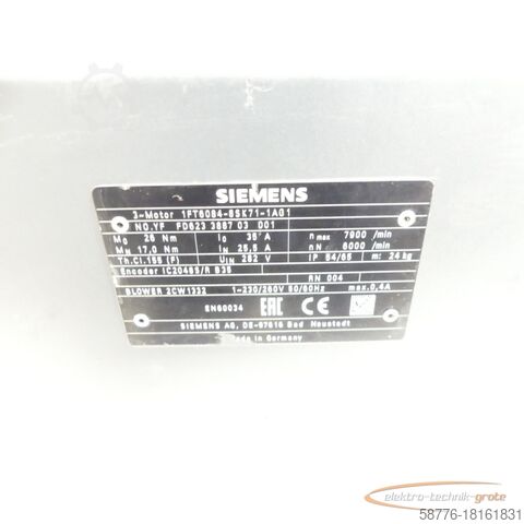 Control unit Siemens 1FT6084-8SK71-1AG1 Motor SNYFFD62338870301 generalüberholt mit 12 Monaten Gewährleistung