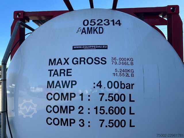 Conteneur-citerne Van Hool 20FT SWAP BODY / 30.600L / 3 comp (7.500L + 15...