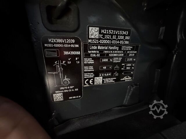 21/2021 Service complet + Contrôle UVV 09/2027 Linde E16L
