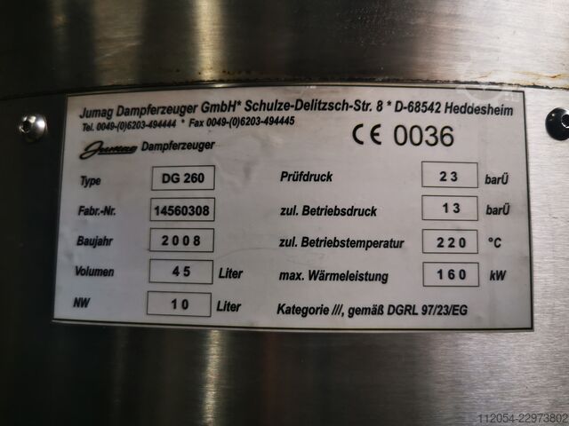 Dampkedel JUMAG DG 260