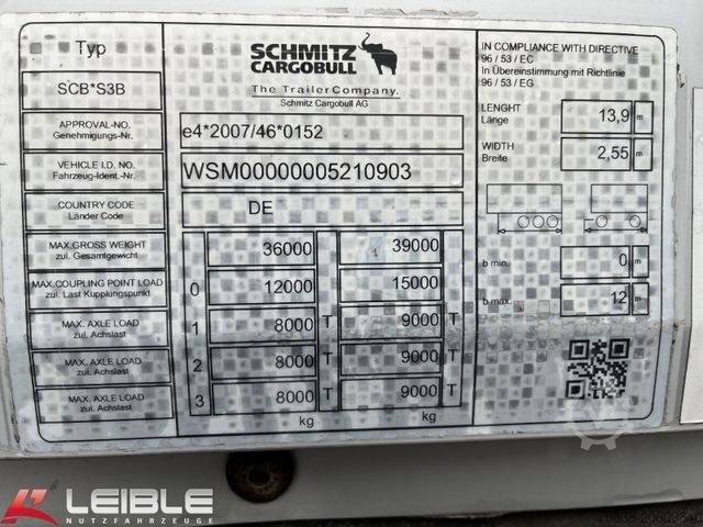 Koffer oplegger SCHMITZ CARGOBULL SKO 24/L*Koffer*Doppelstock*Zertifikat XL*