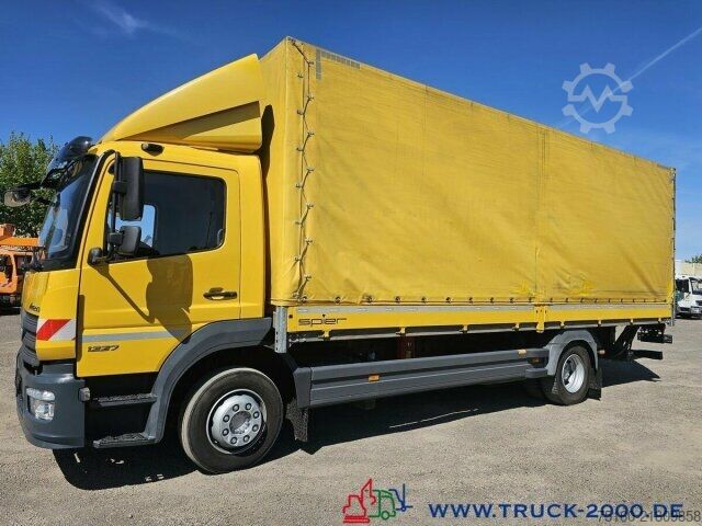 Plattewagen met zeil Mercedes-Benz Atego 1227 Plane Spriegel LBW BÄR 1.500 Kg + AHK