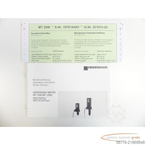 Στοιχείο Heidenhain MT 25W Messtaster . 231 013-03 SN: 19761442H - ! -
