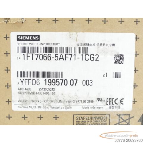 Siemens motor Siemens 1FT7066-5AF71-1CG2 Synchronmotor SN:YFF0619957007003 - ! -