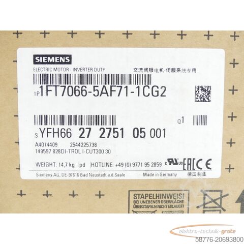 Control unit Siemens 1FT7066-5AF71-1CG2 Synchronmotor SN:YFH6627275105001 - ! -