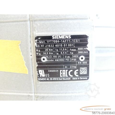 Besturingsunit Siemens 1FT7084-1AF71-1G1 Synchronmotor SN:YFJ1632401501001 - ! -