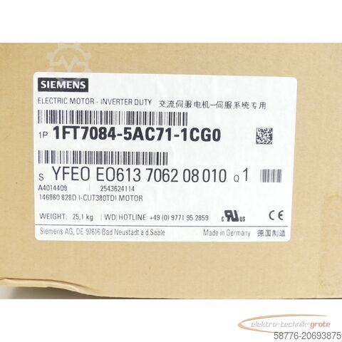 Motor Siemens Siemens 1FT7084-5AC71-1CG0 Synchronmotor SN:YFE0E0613706208010 - ! -