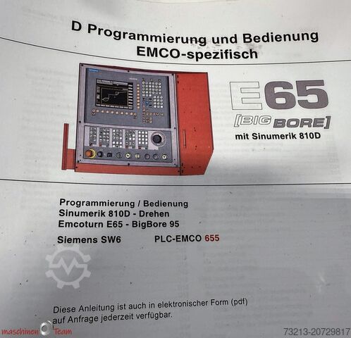 CNC-svarv med utrustning och C-axel EMCO E65 TM BigBore 95
