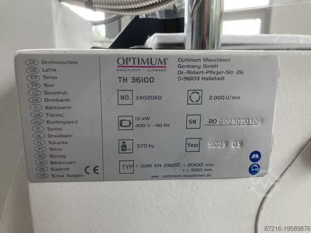 Leit-/Zugspindeldrehmaschine Optimum TH3610D
