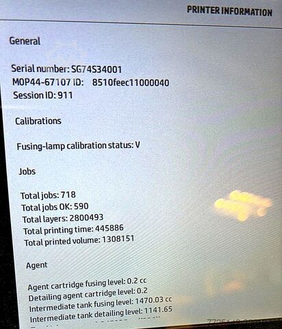 Apenas 7.431 h · 2 unidades de construção HP Jet Fusion 3D 4200