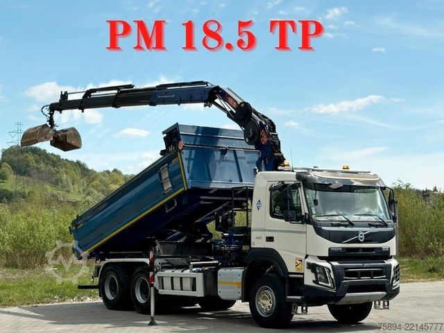 Grue montée sur camion VOLVO FMX 410 Kipper 5,00m *PM 18.5 TP/FUNK *6x4