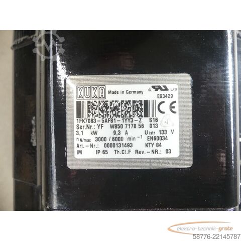 Unité de contrôle KUKA 1FK7083-5AF81-1YY3-Z S16 Servomotor SN: YFW850717856013
