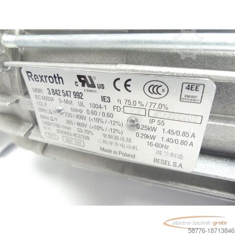 Rexroth motor Rexroth 3SIEK63-4C2/339 MNR 3842547992  Getriebe SN: 719B17330203