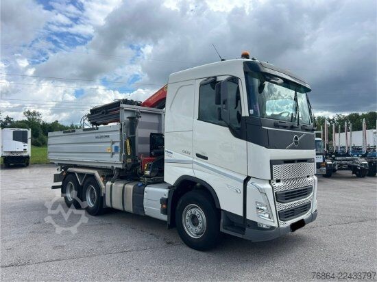 Camion ribaltabile trilaterale VOLVO FH 500 3-SEITEN KIPPER MEILLER MIT PALFINGER PK22002EH, RETARDER