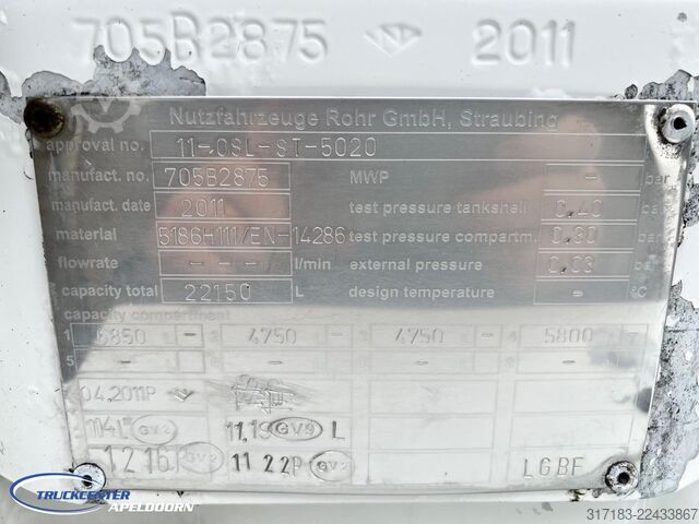 Autocisterna Volvo FH 500 Rohr 22150 Liter, 4 Compartimenten, Reta...
