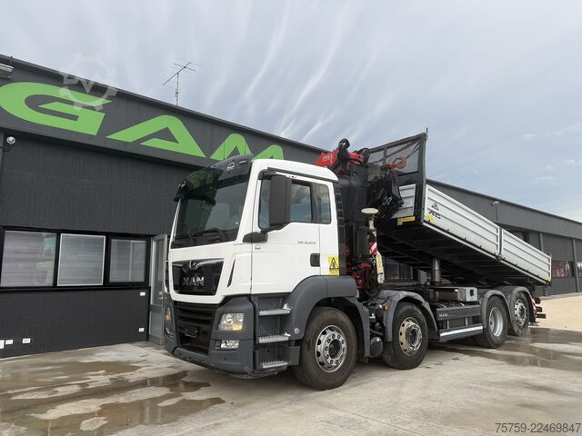 Kipper LKW MAN 35.470 TGS Kipper + Kran Fassi F485 8x2