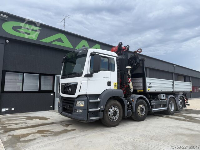 Kipper LKW MAN 35.470 TGS Kipper + Kran Fassi F485 8x2