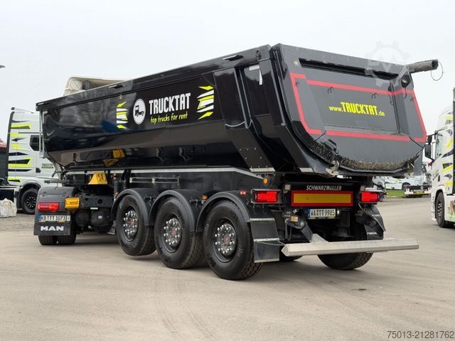Tipper semitrailer SCHWARZMÜLLER ALU Halfpipe 25 cbm, 5 t. leer, MIETEN?