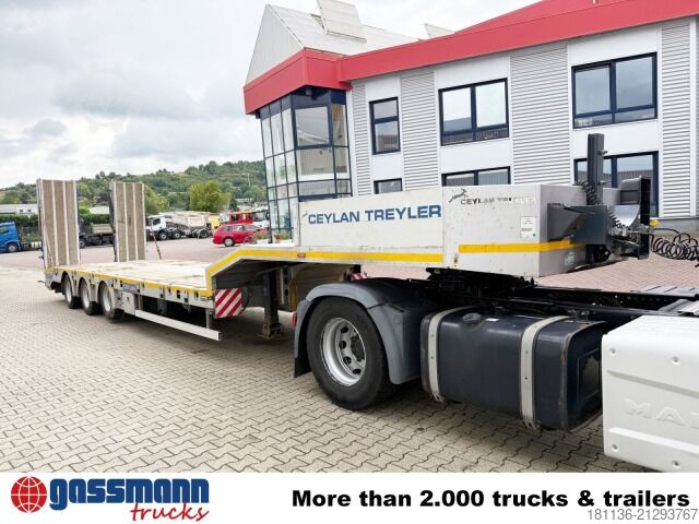 Low loader semitrailer  CYL 3, mit Lift-/Lenkachse, faltbare Rampen