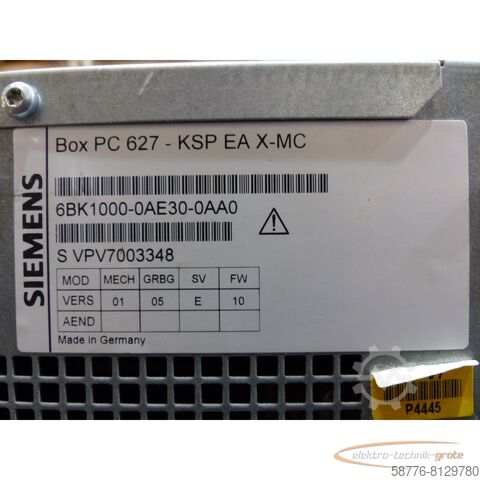 Siemens component Siemens 6BK1000-0AE30-0AA0 Box PC 627-KSP EA X-MC SN:VPV7003348 , ohne Festplatte