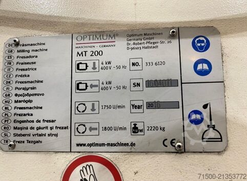 Uniwersalna - Frezarka Optimum OPTImill MT 200