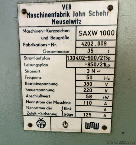 Mașină de rectificat cilindri WMW SAXW 1000