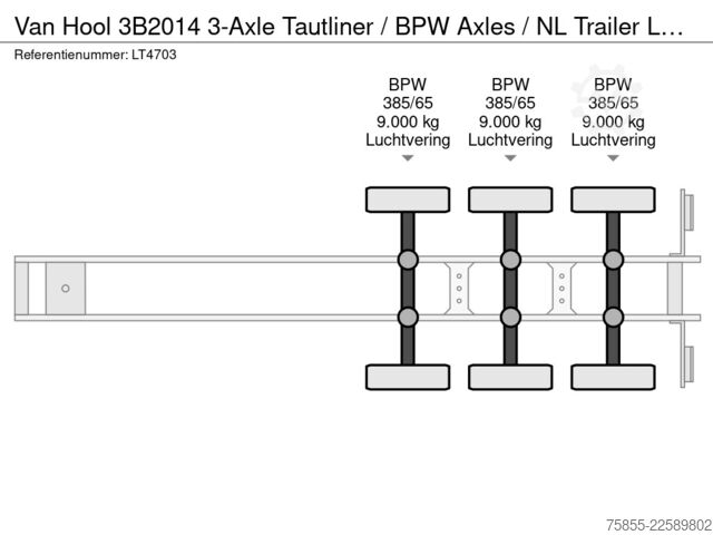 Schiebeplanen Van Hool 3B2014 3-Axle Tautliner / BPW Axles / NL Trailer